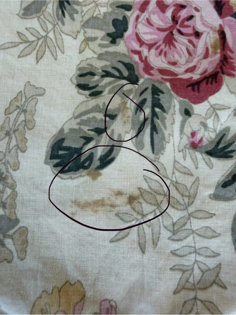 VTG Ralph Lauren Astor Tan Pink Floral Accent Pillow Covers 20x20 80s USA STAINS